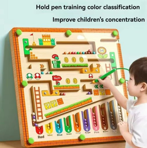 Montessori Magnetic Rolling Maze Hand Eye Coordination Trainer Track Ball Cognitive Thinking Puzzle for Kindergarten Readiness