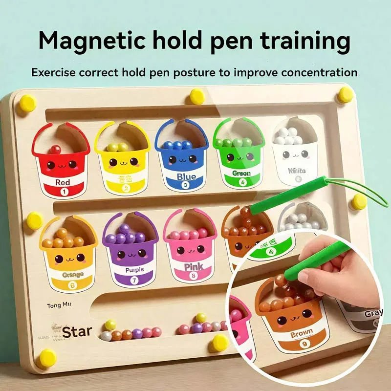Montessori Magnetic Rolling Maze Hand Eye Coordination Trainer Track Ball Cognitive Thinking Puzzle for Kindergarten Readiness