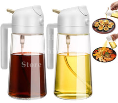 1-2PCS 2In1 Olive Oil Dispenser Bottle 500Ml Plastic Oil Sprayer Cooking Oil Spray Tank BBQ Baking Picnic Kitchen Tools for Home