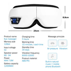 6D Smart Vibration Eye Massager Airbag Compress Eye Care Instrument Bluetooth Music Eye Massage Sleep Mask Eye Relax Fatigue