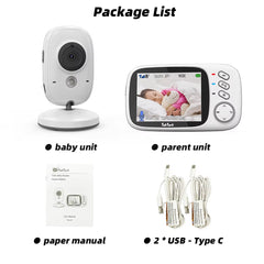 3.2 Inch Wireless Video Baby Monitor with Lullabies Auto Night Vision Two Way Intercom Temperature Monitoring Babysitter