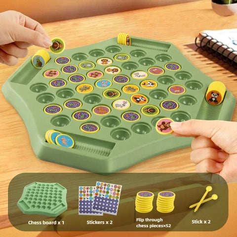 Kids Battle Chess Educational Toy Observation Concentration Training Fun Animal Flip Chess Parent-Child Interactive Game Toys