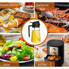 1-2PCS 2In1 Olive Oil Dispenser Bottle 500Ml Plastic Oil Sprayer Cooking Oil Spray Tank BBQ Baking Picnic Kitchen Tools for Home