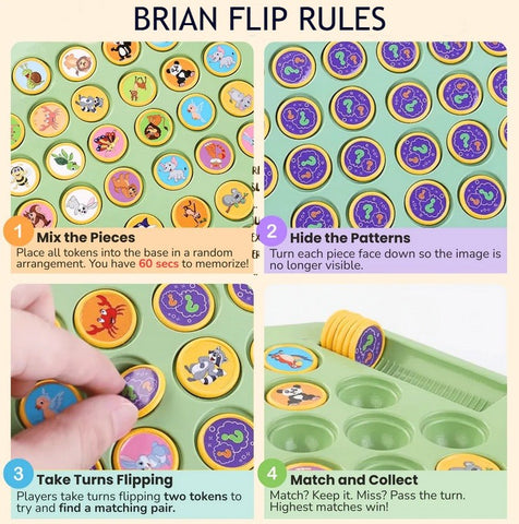 BrainFlip™ – Match Animals & Fruits for Endless Family Fun