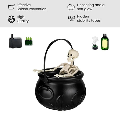Enchanted Mist™ Witch Cauldron – Fog Machine with Floating Bottle & LED Skull Lights