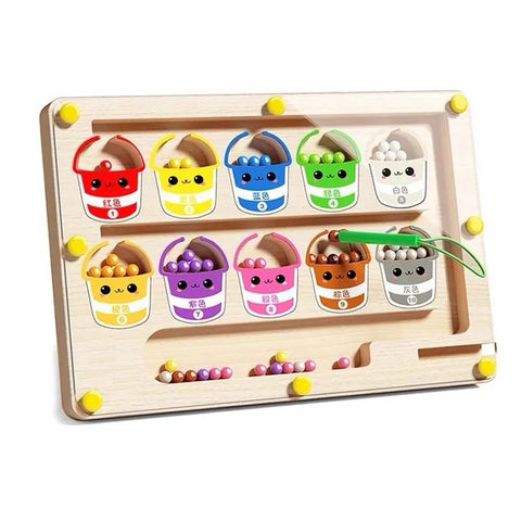 Montessori Magnetic Rolling Maze Hand Eye Coordination Trainer Track Ball Cognitive Thinking Puzzle for Kindergarten Readiness