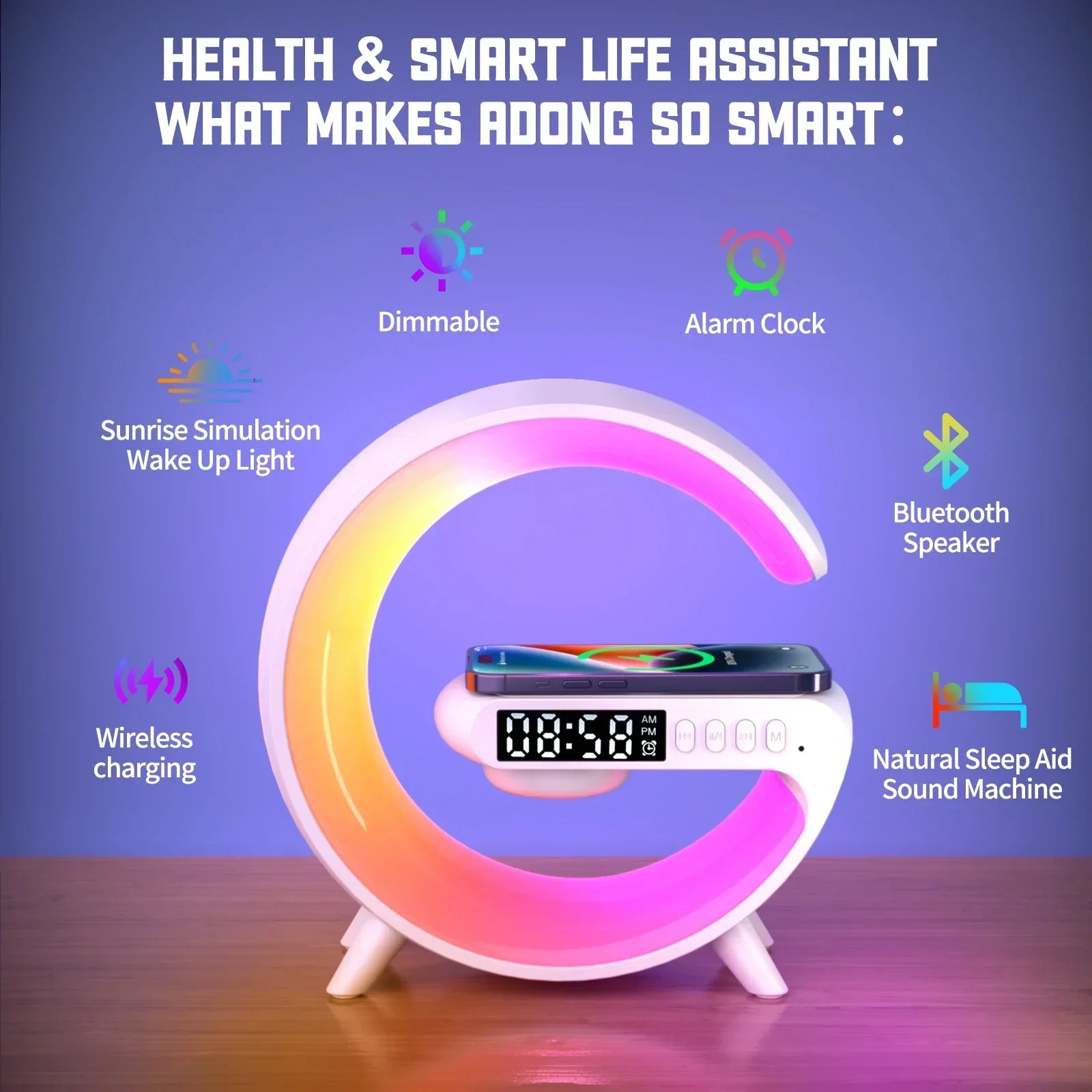 Multifunction Bluetooth Speaker TF RGB Night Light 15W Wireless Charger Stand for Iphone Samsung Xiaomi Fast Charging Station
