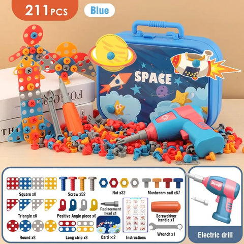 DIY Nut Hand Disassembly Assembly Puzzle Simulated Screwing Toolbox Early Educational Kids Toy Shape Insert Blocks Toys for Boys