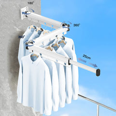 No Punching Grey and White Wall-Mounted Foldable Aluminum Alloy Clothes Drying Rack for Balcony Bedroom Kitchen Living Room