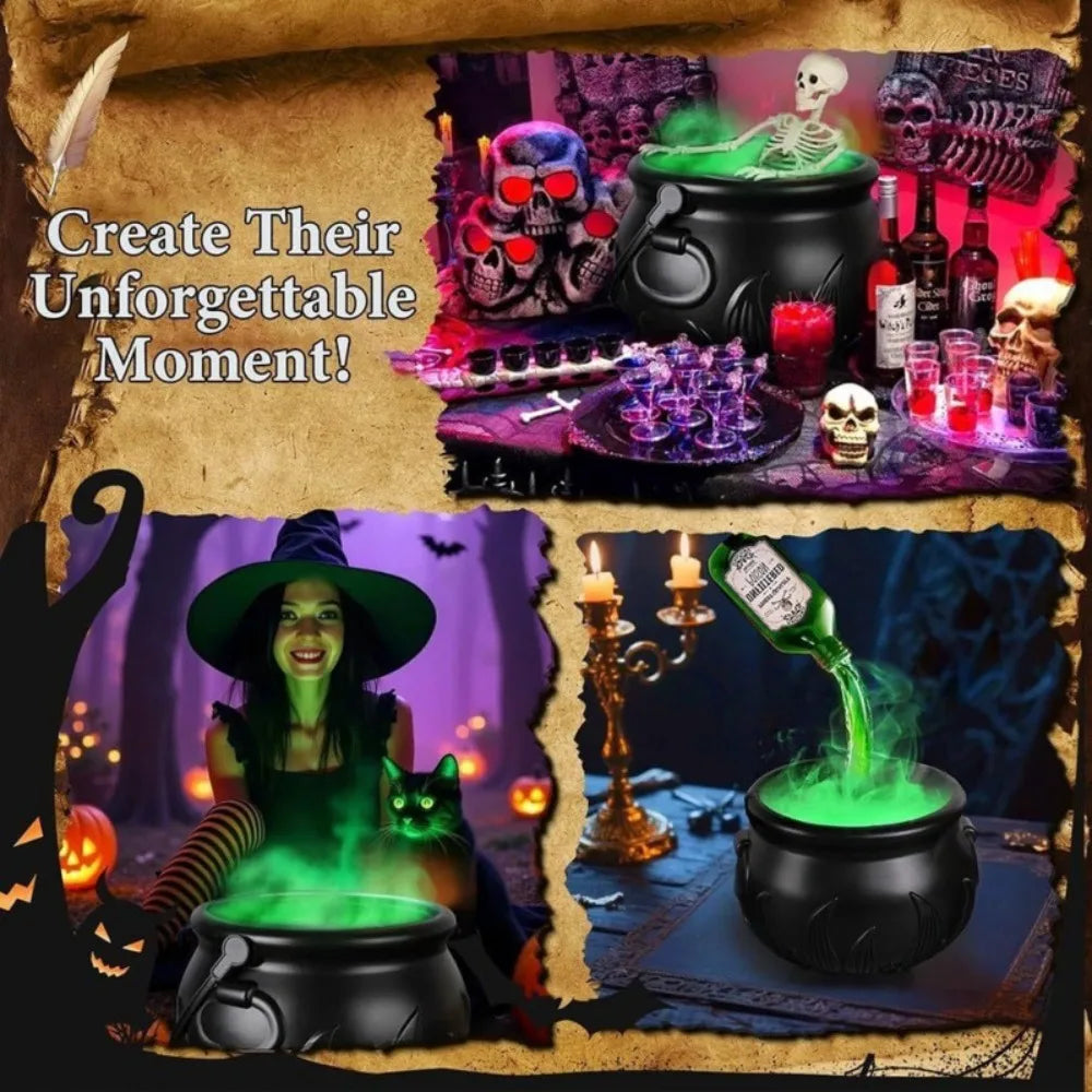 Enchanted Mist™ Witch Cauldron – Fog Machine with Floating Bottle & LED Skull Lights