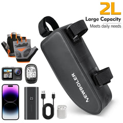 Bicycle Bag Waterproof Cycling Top Front Tube Frame Bag Large Capacity MTB Road Bicycle Pannier Black Bike Accessories