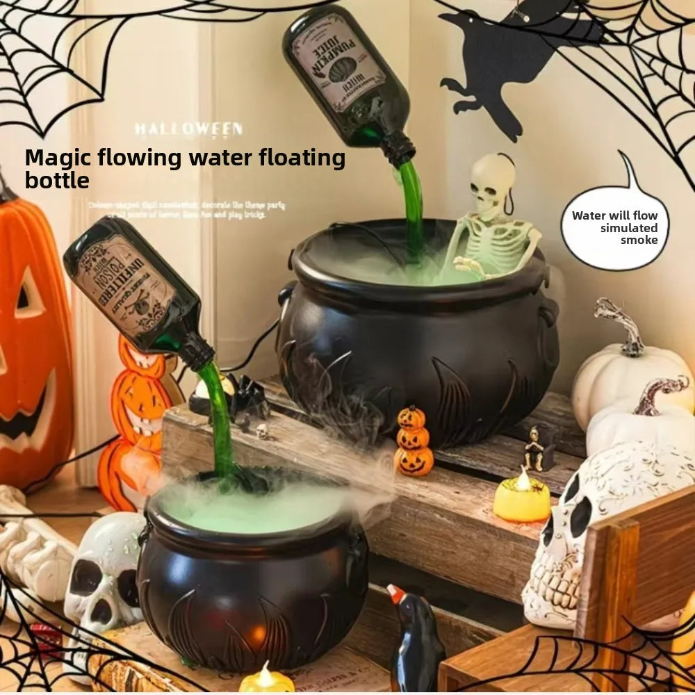 Enchanted Mist™ Witch Cauldron – Fog Machine with Floating Bottle & LED Skull Lights