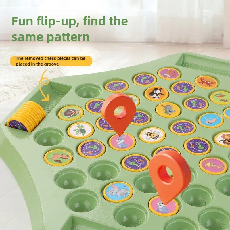 Kids Battle Chess Educational Toy Observation Concentration Training Fun Animal Flip Chess Parent-Child Interactive Game Toys