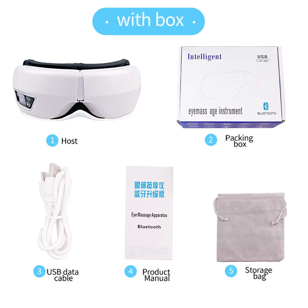 6D Smart Vibration Eye Massager Airbag Compress Eye Care Instrument Bluetooth Music Eye Massage Sleep Mask Eye Relax Fatigue