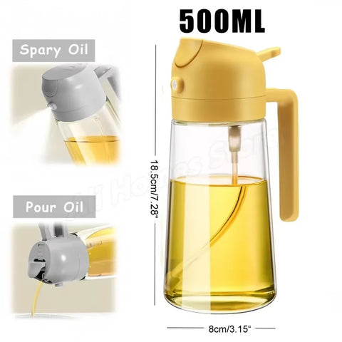 1-2PCS 2In1 Olive Oil Dispenser Bottle 500Ml Plastic Oil Sprayer Cooking Oil Spray Tank BBQ Baking Picnic Kitchen Tools for Home
