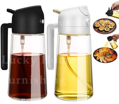 1-2PCS 2In1 Olive Oil Dispenser Bottle 500Ml Plastic Oil Sprayer Cooking Oil Spray Tank BBQ Baking Picnic Kitchen Tools for Home
